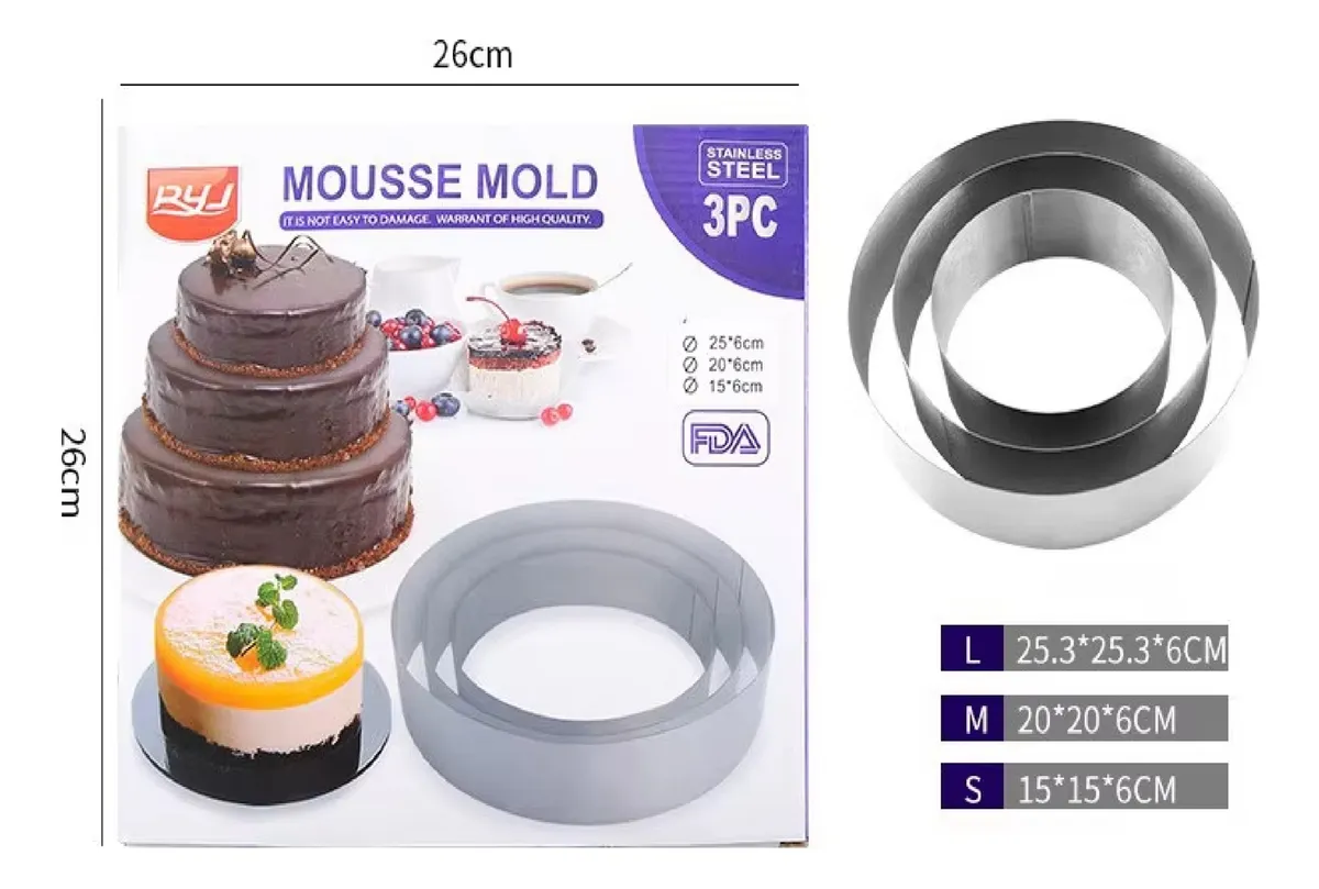 set x3 aros para pasteleria y reposteria